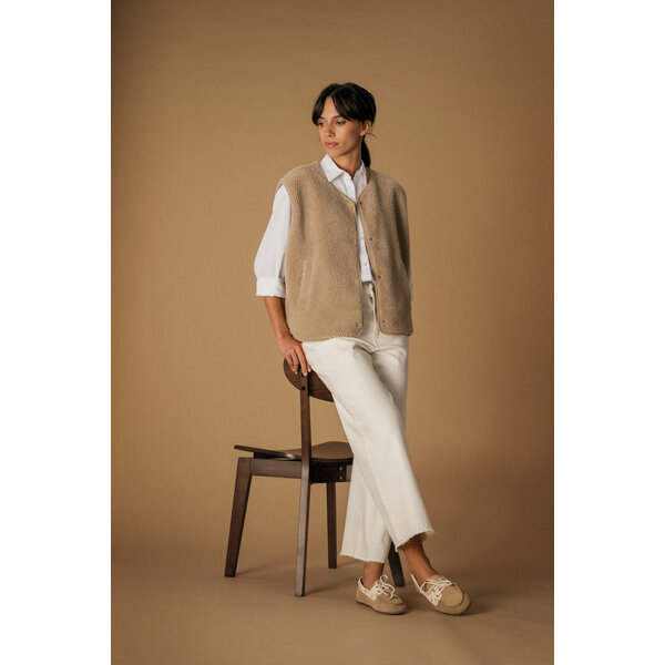 Spasso Mouwloos Sherpa vestje dames