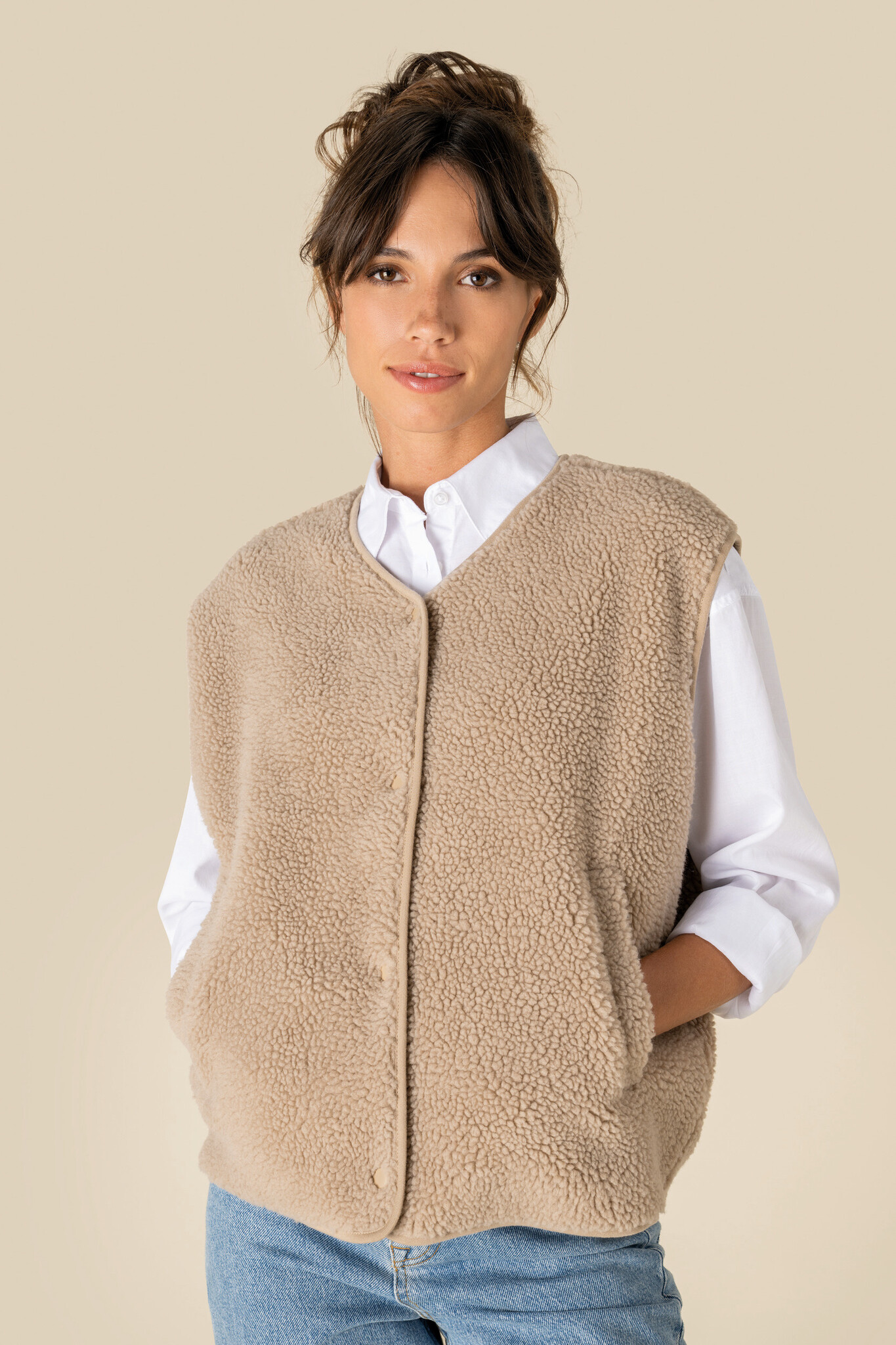 Mouwloos Sherpa vestje dames