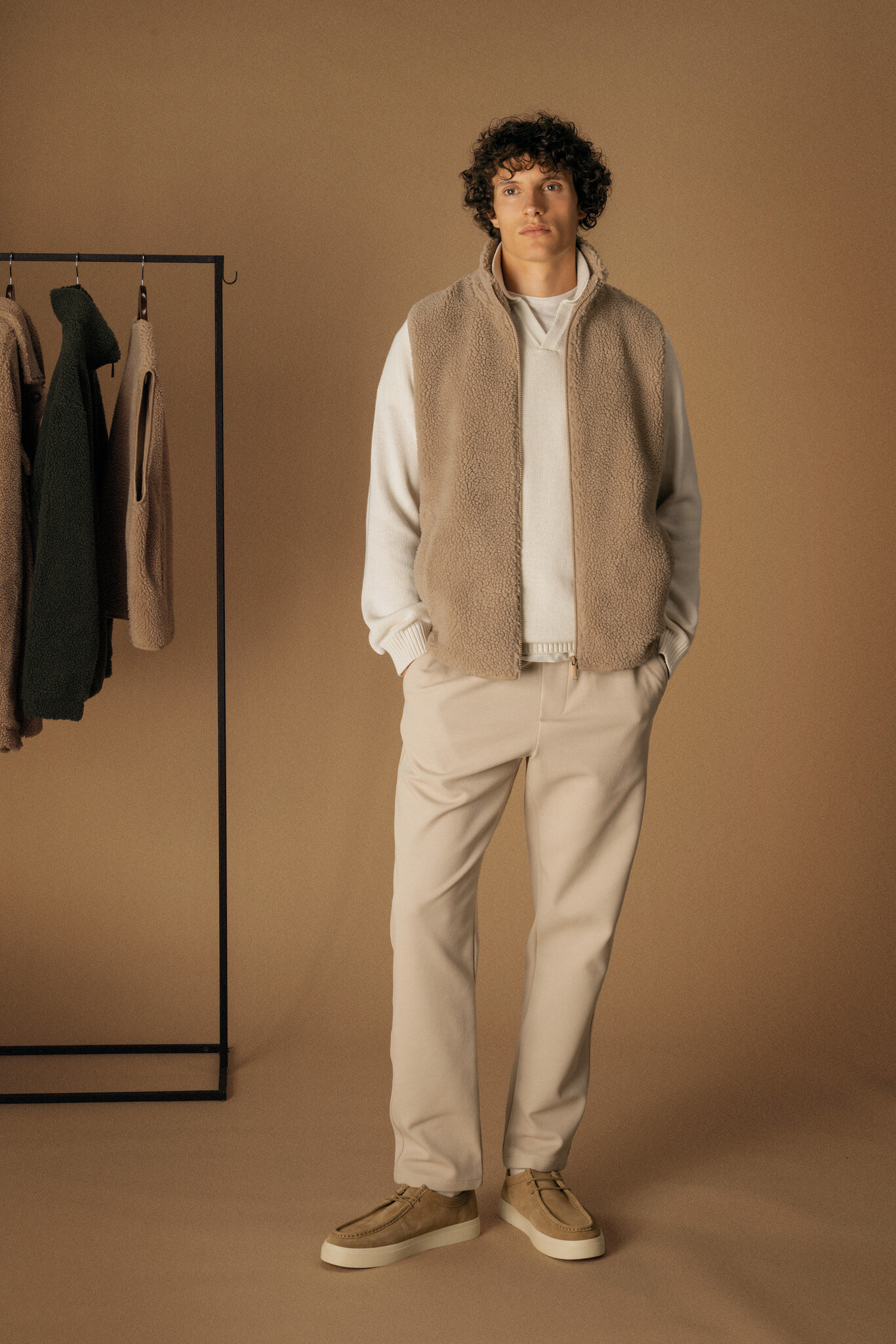 Mouwloos Sherpa vest heren