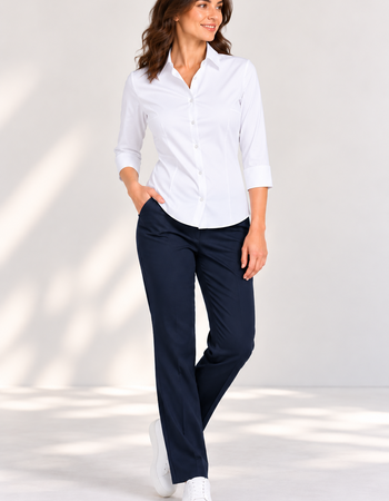 Blouse stretch 3/4 mouw in 5 kleuren verkrijgbaar - 60 graden wasbaar