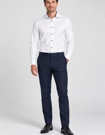 Overhemd heren met contrast non iron