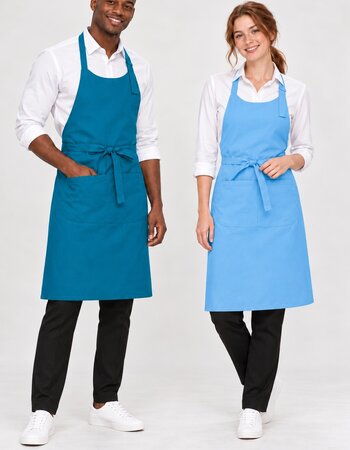 Schort met zak wasbaar op 60 °C 5 tinten blauw