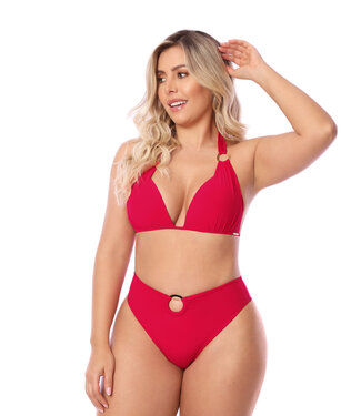 Saman tropical wear Halter bikini top red
