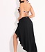 Saman tropical wear Black beach skirt with a high slit