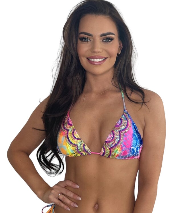 Fuller Bust Triangle Bikini Top in Tropical Print