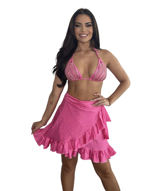 Saman tropical wear Beach skirt pink