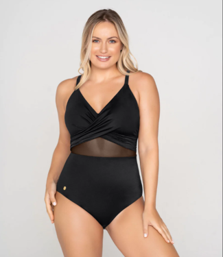 Slimming swimsuit with mesh stripes - Magic Hands Boutique