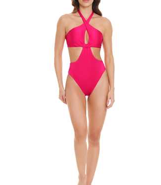 Saman tropical wear Monokini fuchsia