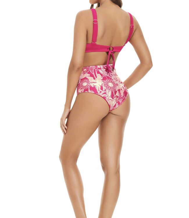 Saman tropical wear Fuchsia high waist bikini broekje