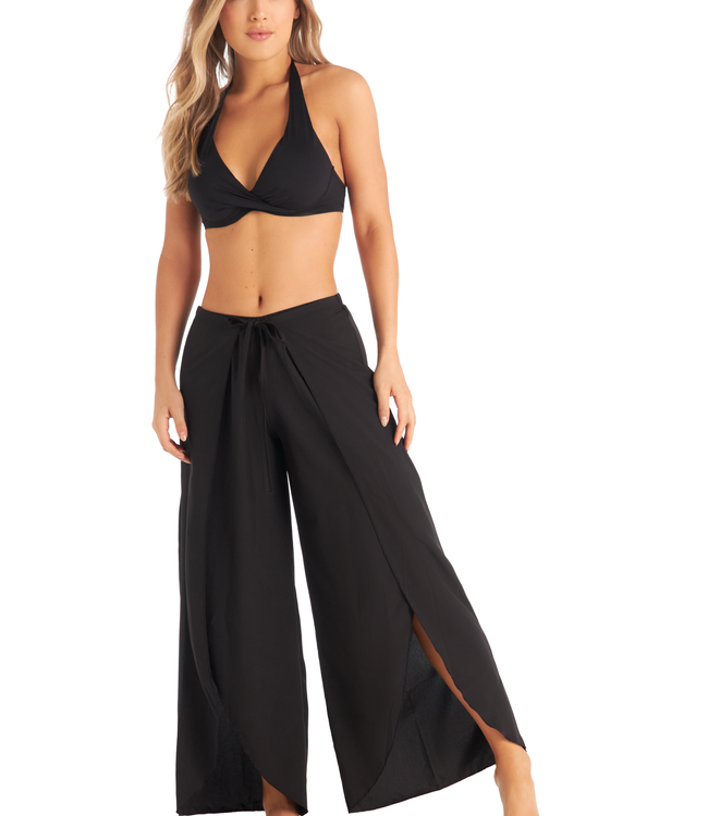 Saman tropical wear Pantaloni da spiaggia neri da donna