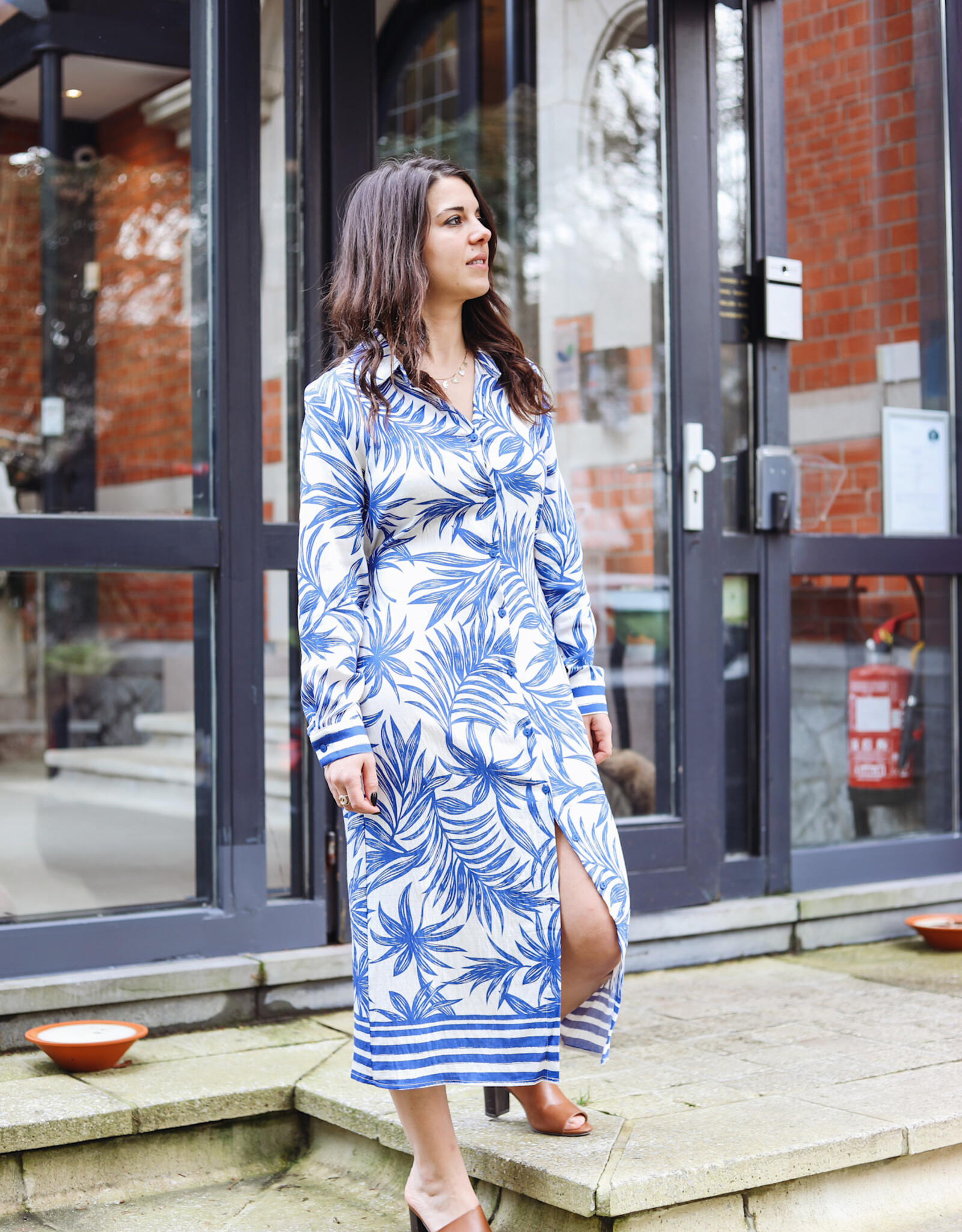 Robe Reya-Ecru & Bleu