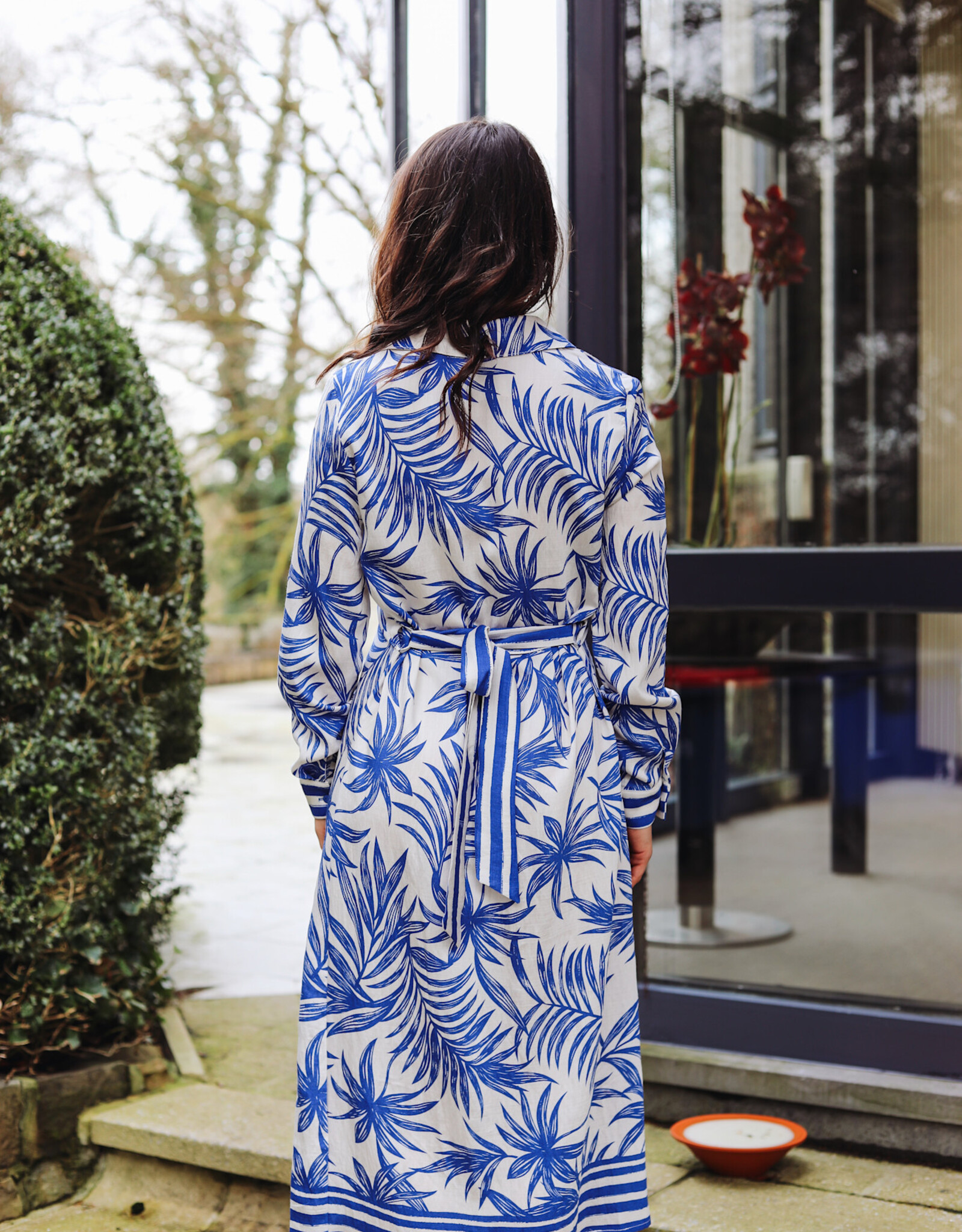 Robe Reya-Ecru & Bleu