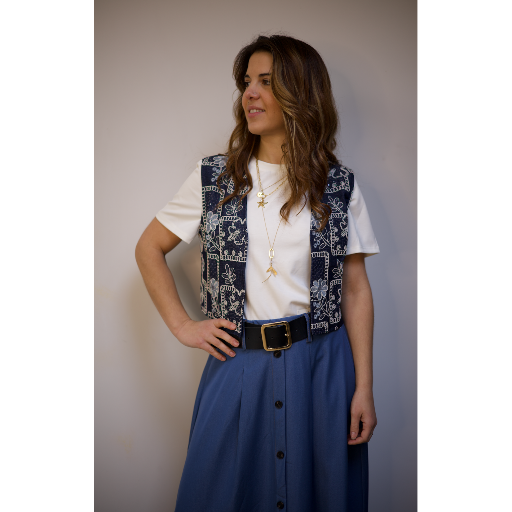 Blazer Brodé Denim Florassa