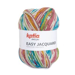 Katia Easy Jacquard 404 - Ecru-Grün-Blau-Blassrot