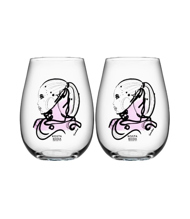 Sara Woodrow Kosta Boda wijnglas Love You