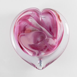 Glaskunst Art Liggend glazen hart - Roze - met luxe cadeauverpakking