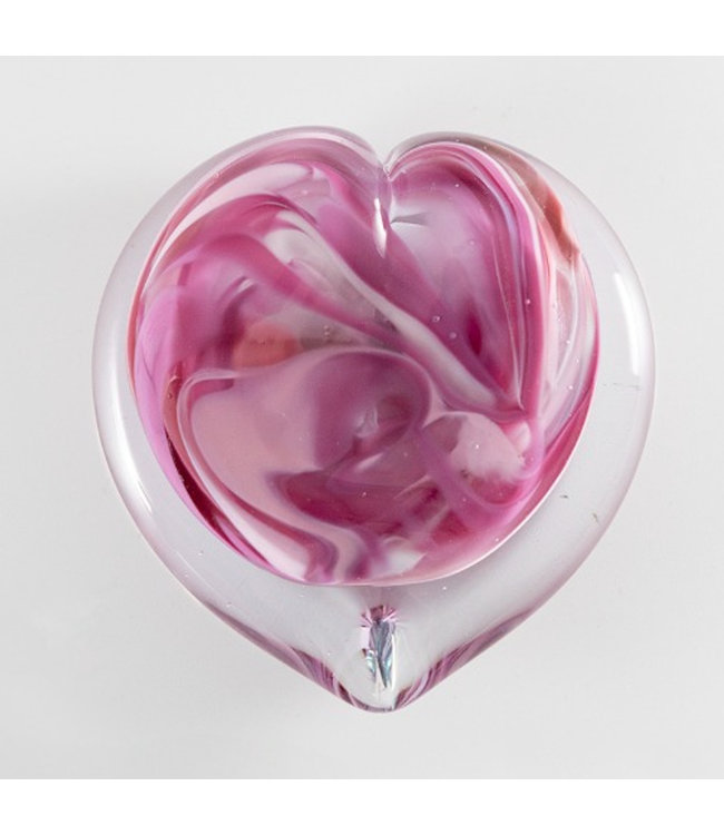 Roze hart van glas - Ø 12 cm