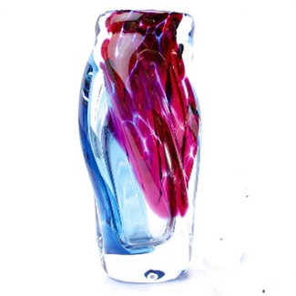 Ozzaro Kristal Tsjechië Ozzaro kristal - Glaskunst Vaas blauw/rood