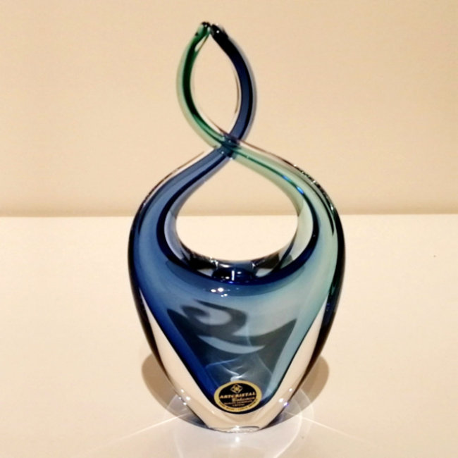 Glassculptuur 'Flame' AQUA