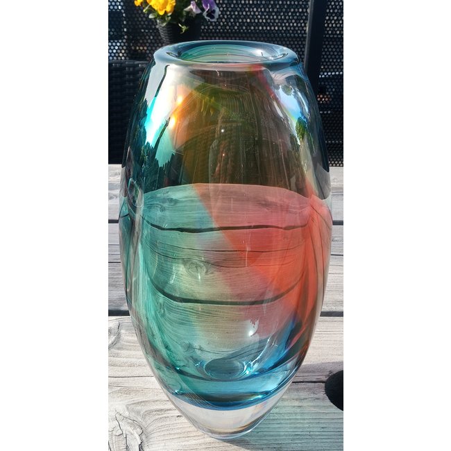 Leerdam Glaskunst - regenboog vaas