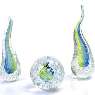 Ozzaro Kristal Tsjechië Ozzaro kristal objecten 'Bubbles' Blauw/Groen