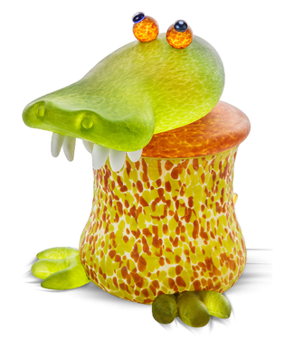 Glasstudio Borowski Borowski schaal Gator olijf