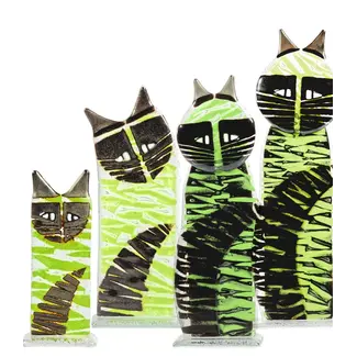 Glass Studio Habrat Habrat - Glazen beeldje Kat lime