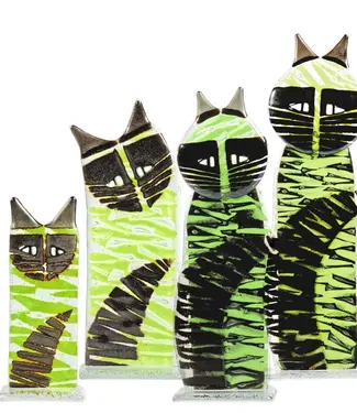 Glass Studio Habrat Habrat - Glazen beeldje Kat lime