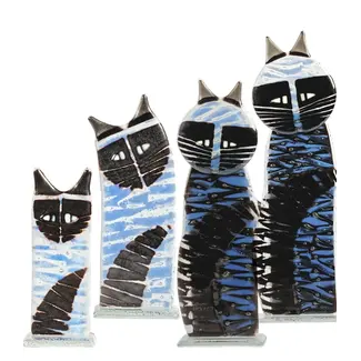 Glass Studio Habrat Habrat - Glazen beeldje Kat blauw