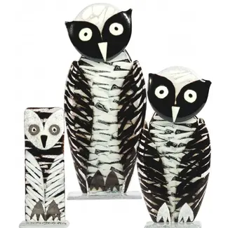 Glass Studio Habrat Habrat - Glazen beeldje Uil wit