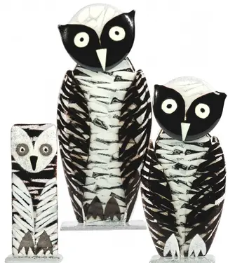 Glass Studio Habrat Habrat - Glazen beeldje Uil wit