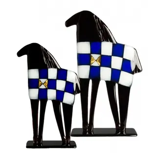 Glass Studio Habrat Habrat beeldje Black Horse blauw