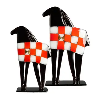 Glass Studio Habrat Habrat beeldje Black Horse rood