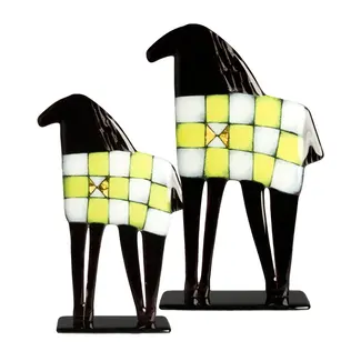 Glass Studio Habrat Habrat-figur Schwarzes Pferd Zitrone