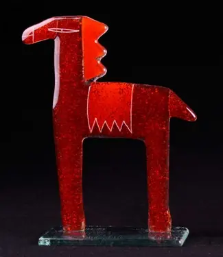 Glass Studio Habrat Habrat - Glazen paard, rood-oranje