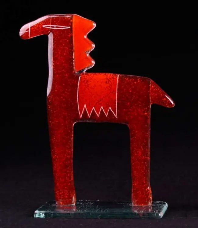 Maciej Habrat gläsernes Pferd rot-orange