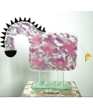 Glass Studio Habrat Habrat - Horse, with golden tail, roze