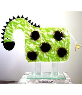Glass Studio Habrat Habrat - Horse, with golden tail, groen