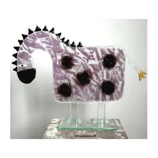 Glass Studio Habrat Habrat - Pferd, mit goldenem Schweif, violett