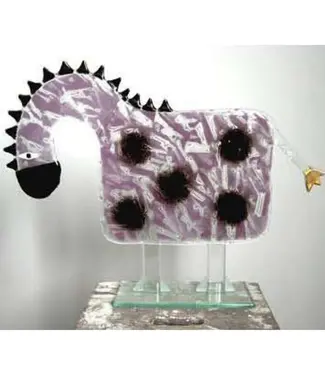 Glass Studio Habrat Habrat - Horse, with golden tail, violet