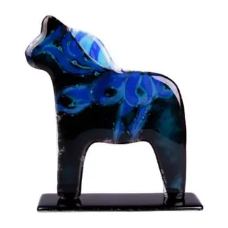 Glass Studio Habrat Habrat - Swedish Horse, zwart/blauw