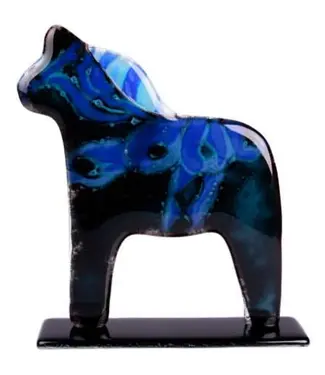 Glass Studio Habrat Habrat - Schwedisches Pferd, schwarz/blau