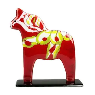 Glass Studio Habrat Habrat - Swedish Horse, rood/geel