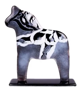 Glass Studio Habrat Habrat - Schwedisches Pferd, weiß/grau