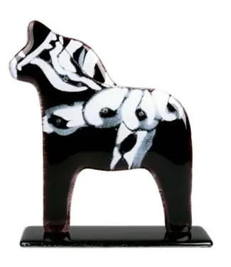 Glass Studio Habrat Habrat - Swedish Horse, zwart/wit