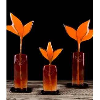 Habrat Glass - Maciej Habrat Habrat - Meadow Flower oranje