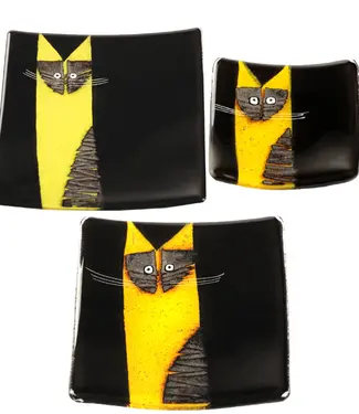 Glass Studio Habrat Habrat - Glasschale Katze gelb