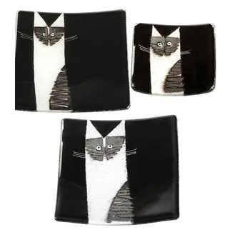 Glass Studio Habrat Habrat - Glazen schaal Kat wit