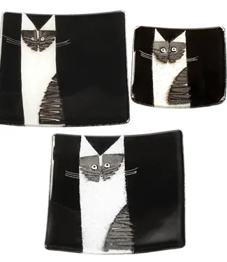 Glass Studio Habrat Habrat - Glas schale Katze weiß