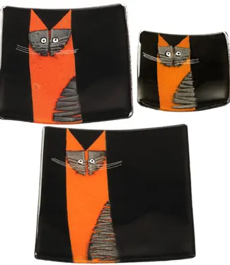 Glass Studio Habrat Habrat - Glasschale Katze orange